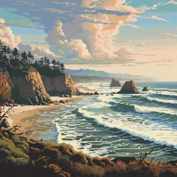 Oregon Coast Scene 4 Cross-Stitch Pattern Digital Download