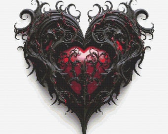 Gothic Heart 7 Cross-Stitch Pattern Digital Download
