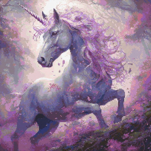 Magical Purple Unicorn 4 Cross-Stitch Pattern Digital Download