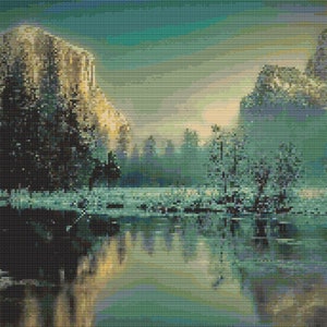 Yosemite Valley Cross-Stitch Pattern Digital Download