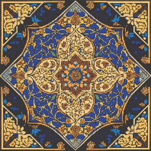 Iranian Tile Cross-Stitch Pattern Digital Download