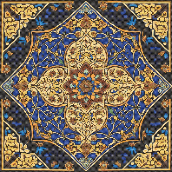 Iranian Tile Cross-Stitch Pattern Digital Download