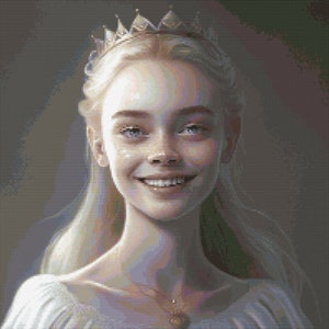 Blasse Prinzessin lächelnd Kreuzstichmuster Digital Download