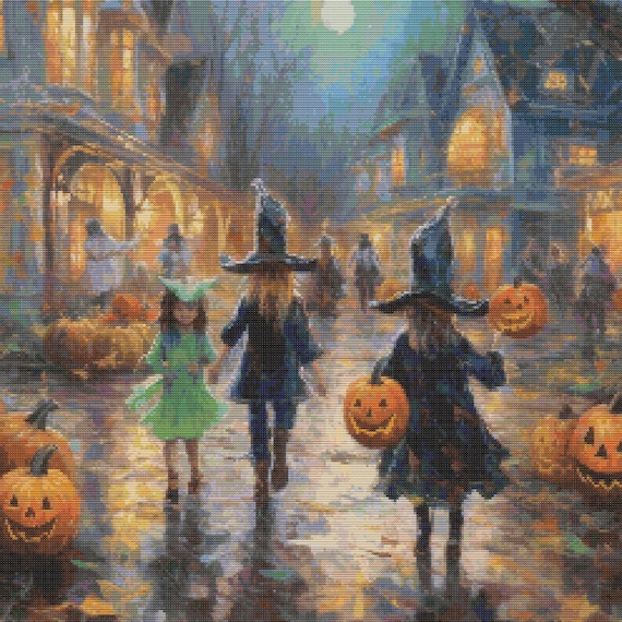 Trick-or-Treating 3 Cross-Stitch Pattern Digital Download