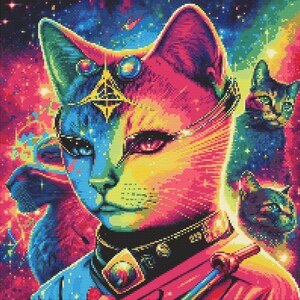 Cats in Space Cross-Stitch Pattern Digital Download
