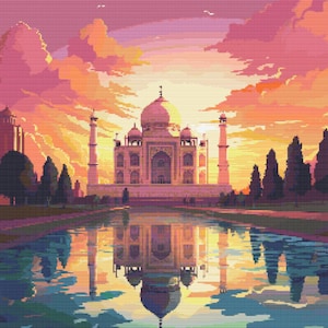 Taj Mahal at Sunrise 3 Cross-Stitch Pattern Digital Download