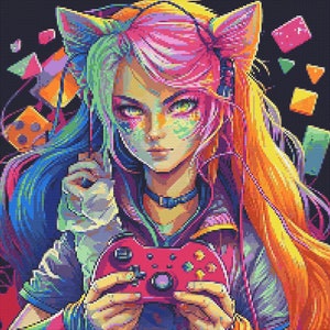Gamer Girl 4 Cross-Stitch Pattern Digital Download