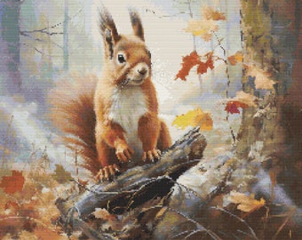 Eichhörnchen Motiv 1 Kreuzstichmuster Digitaler Download