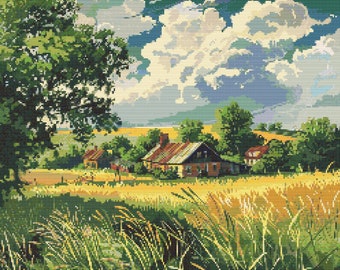 Belarus Countryside Scene 3 Cross-Stitch Pattern Digital Download