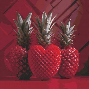 Pineapple Hearts Cross-Stitch Pattern Digital Download