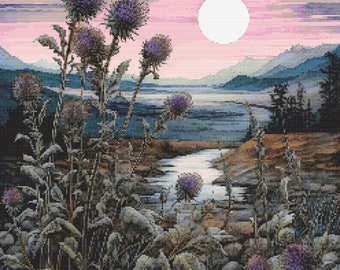 Wild Thistles Scene 1 Cross-Stitch Pattern Digital Download