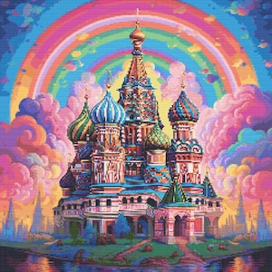 St. Basil&#39;s Cathedral in Bright Colors 1 Cross-Stitch Pattern Digital Download