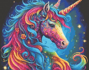 Magical Rainbow Unicorn Cross-Stitch Pattern PDF Instant Download for Unicorn Lovers