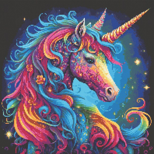 Magical Rainbow Unicorn Cross-Stitch Pattern PDF Instant Download for Unicorn Lovers