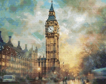 Impressionist Big Ben 3 Kreuzstichmuster Digital Download