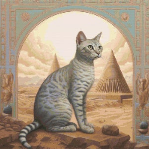 Egyptian Mau Cat 4 Cross-Stitch Pattern Digital Download