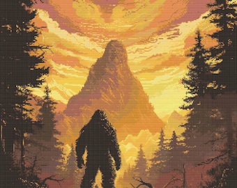 Bigfoot Scene 8 Cross-Stitch Pattern Digital Download