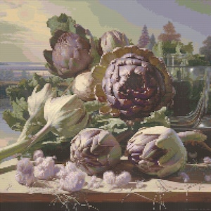 Artichoke Harvest 1 Cross-Stitch Pattern Digital Download