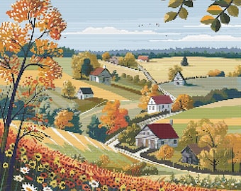 Belarus Countryside Scene 8 Cross-Stitch Pattern Digital Download