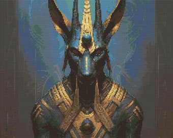Dios egipcio Anubis 1 Patrón de punto de cruz Descarga digital