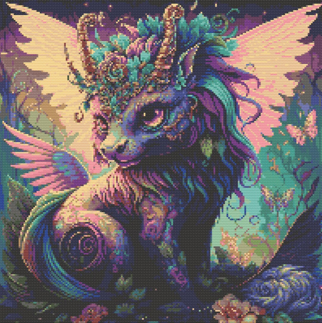 Winged Creature Patterns Winged Mythical Creature Cross-stitch Pattern Digital Download - Etsy