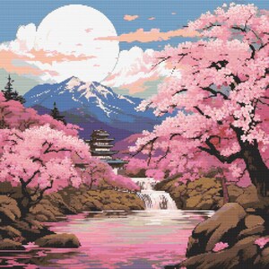 Japanese Cherry Blossoms 4 Cross-Stitch Pattern Digital Download