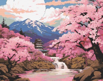 Japanese Cherry Blossoms 4 Cross-stitch Pattern Digital Download