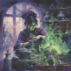 Witch&#39;s Brew Scene 4 Cross-Stitch Pattern Digital Download
