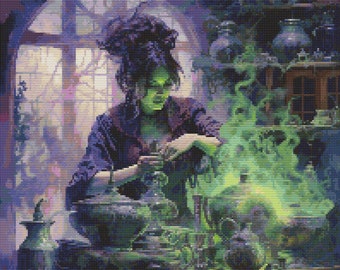 Witch's Brew Scene 4 Cross-Stitch Pattern Digital Download
