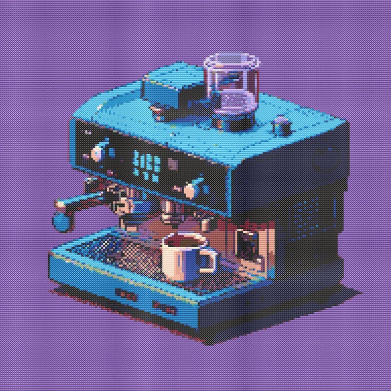 8-bit Espresso Machine Cross-stitch Pattern Digital Download - Etsy