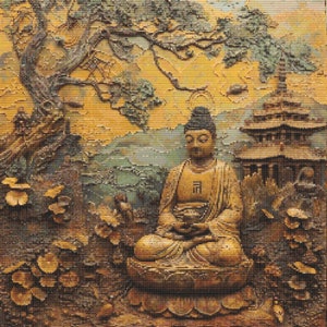 Buddha sucht Erleuchtung 2 Kreuzstich Muster Digital Download