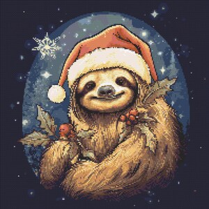 Christmas Sloth 2 Cross-Stitch Pattern Digital Download