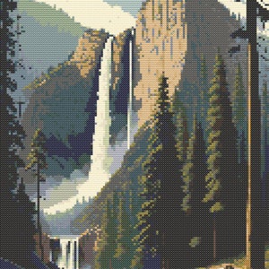 Yosemite Falls Cross-Stitch Pattern Digital Download