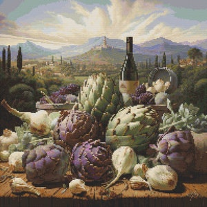 Artichoke Harvest 3 Cross-Stitch Pattern Digital Download