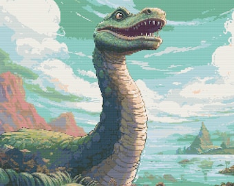 Loch Ness Monster Closeup 6 Cross-Stitch Pattern Digital Download