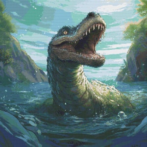 Loch Ness Monster Closeup 8 Cross-Stitch Pattern Digital Download