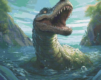 Loch Ness Monster Closeup 8 Cross-Stitch Pattern Digital Download