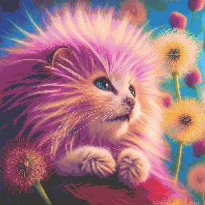 Dandelion Cat Cross-Stitch Pattern Digital Download