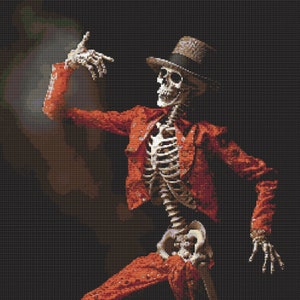 Halloween Dancing Skeleton 2 Cross-Stitch Pattern Digital Download