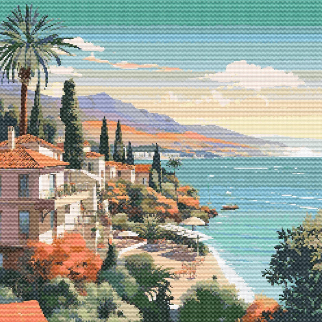 French Riviera Scene 3 Cross-stitch Pattern Digital Download - Etsy
