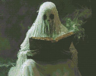 Ghost Reading Book 4 Cross-Stitch Pattern Digital Download