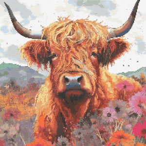 Highland Cow 4 Cross-Stitch Pattern Digital Download