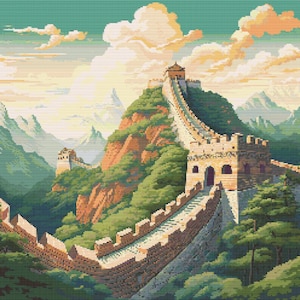 Great Wall of China Scene 6 Cross-Stitch Pattern Digital Download