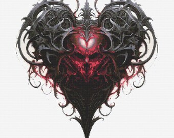 Gothic Heart 5 Cross-Stitch Pattern Digital Download