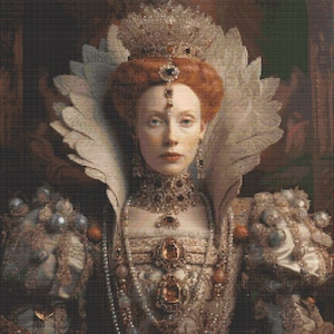 Queen Elizabeth I Portrait 1 Cross-Stitch Pattern Digital Download