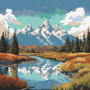 Grand Teton Nationalpark Motiv 7 Kreuzstichmuster Digitaler Download