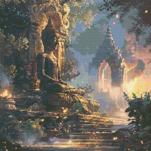 Buddha sucht Erleuchtung 4 Kreuzstichmuster Digital Download