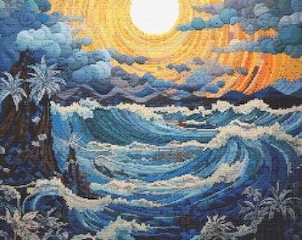 Patchwork Ocean Motiv 2 Kreuzstichmuster Digital Download