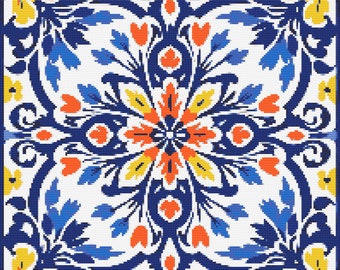 Mexican Tile Pattern 3 Cross-Stitch Pattern Digital Download