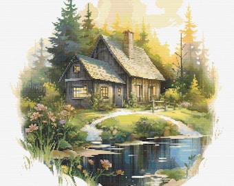 Cottagecore Scene 5 Cross-Stitch Pattern Digital Download